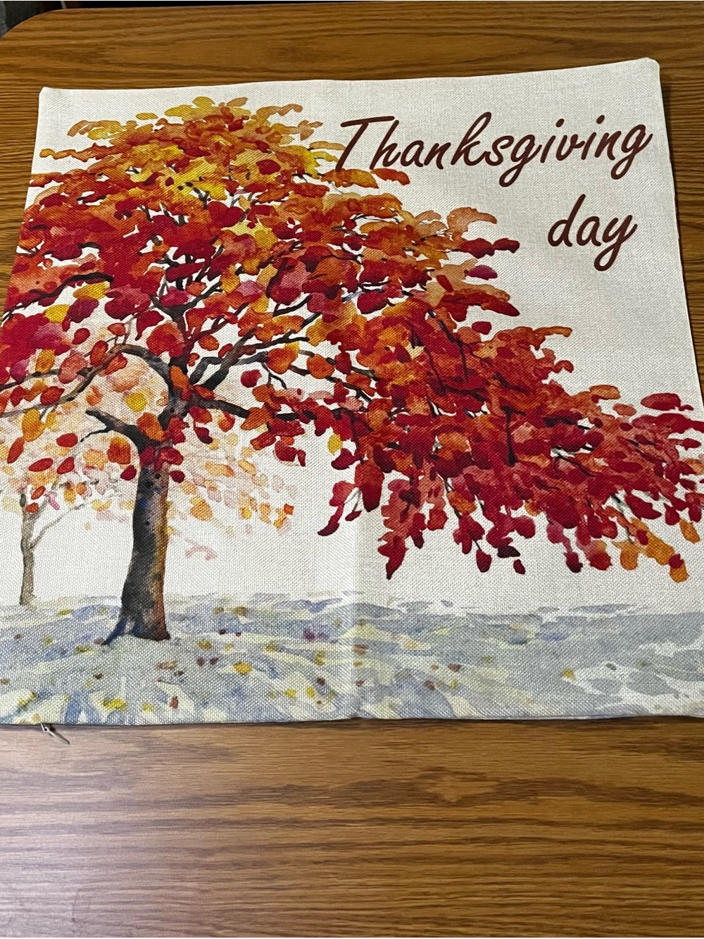 Thanksgiving Day Red Autumn Tree Decorative Pillow Cover - Home Holiday